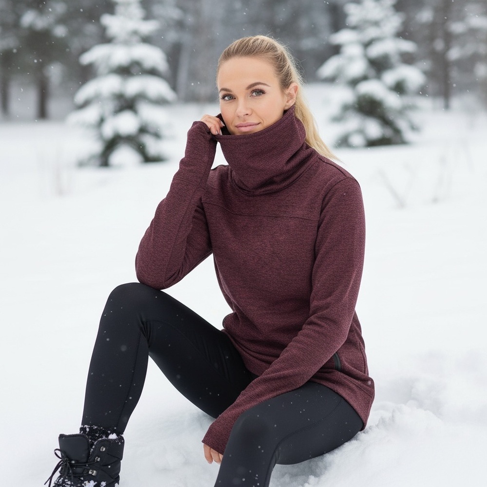 Soneven/Women's Running Fleece Sweatshirt Cowl Neck/Thumb Holes/Neck Gaiter/Mask